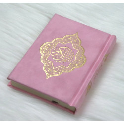 Le Coran couverture rigide de luxe couverture en daim dorée (9 x 13 cm) - Couleur Rose...