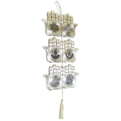 Pendentif argenté en 3 parties, chacune avec 2 mains en signe d'invocation