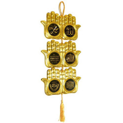 Pendentif doré en 3 parties, chacune avec 2 mains en signe d'invocation