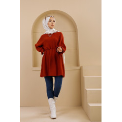 Tunique manches longues pour femme - Couleur brique