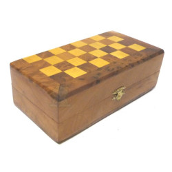 Boîte jeu d'échecs artisanale en bois de thuya avec jeu de dame
