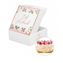 Grande Boîte à gâteaux avec inscription "Eid mubarak" (Aïd Moubarak) - Couleur Blanc...