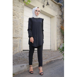 Ensemble femme tunique ample et pantalon (Vetement Modest Fashion) - Couleur noir