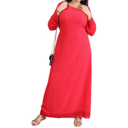 Red vermeil dress with lace trim