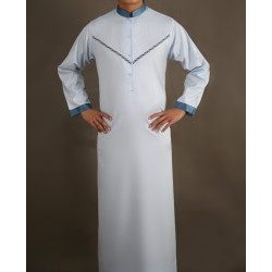Qamis d'été pour homme de qualité supérieure avec broderies et tissu satiné
