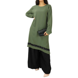 Crepe tunic with black rhinestones (Several tunic colors available)