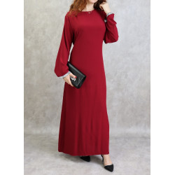 Long dress with burgundy rhinestones