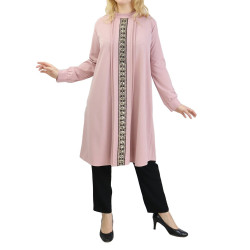 Tunic with glitter golden decoration - One Size - Color Old pink