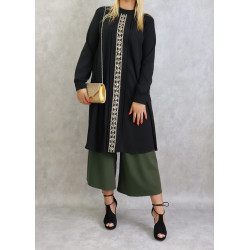 Tunic with glitter golden decoration - One Size - Black Color