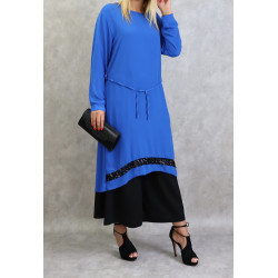 Crepe tunic with black rhinestones - Royal Blue color