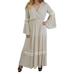 Long Robe-Women's Heart Cache-Color Beige