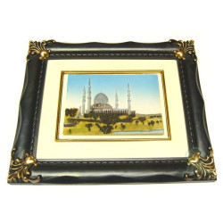 Tableau avec intérieur en pierres avec reliefs représentant une mosquée
