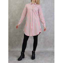 Chemise blanche à rayures de couleur Brique