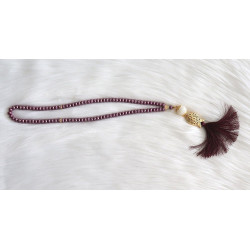 Chapelet "Sebha" luxury 99 beads in crystal decoration metal and pearls-Color violet