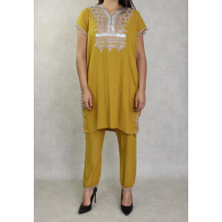 Ensemble Two pieces (tunic trousers) Jabador style with embroidery and pompons for...