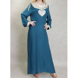 Robe longue style oriental avec borderie originale sous forme de coeur pour femme -...