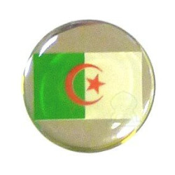 Mini-badge autocollant drapeau algérien (Algérie) sur fond argenté