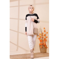Tunique ample style décontracté et sport (Tenue Hijab moderne) - Couleur sable
