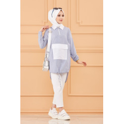 Tunique casual avec grande poche à l'avant (Vêtement mode islamique) - Couleur des...