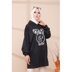 Tunique avec capuche (Boutique Vetement Moderne Hijab) - Couleur noir