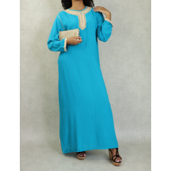 Robe longue en coton avec broderie pour femme (Plusieurs couleurs disponibles) - Robes...