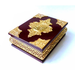Grand Coffret en bois de luxe avec jolis motifs métalliques dorés