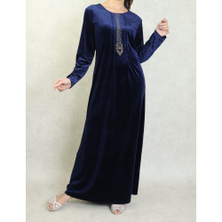 Robe longue en velours brodée sobre et élégante pour femme (Automne/Hiver) - Couleur...