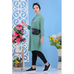 Long tunic with buttons decoration - Mint green color