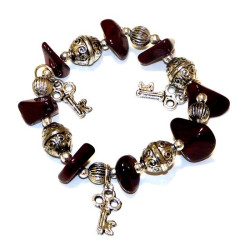 Moroccan craft bracelet with dark brown colored stones