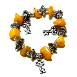 Moroccan craft bracelet with yellow colored stones