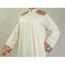 Qamis satiné moderne de luxe pour homme - Couleur beige