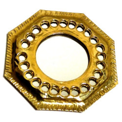 Petit miroir artisanal sous forme octogonale fabriqué en cuivre joliment ciselé (8 cm...