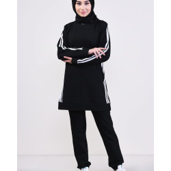 Survêtement 2 pièces à bandes blanches - Tenue de sport pour femme voilée (Plusieurs...