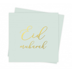 Serviettes Eid Mubarak (Pack de 12 serviettes) - Couleur vert amande avec écriture dorée