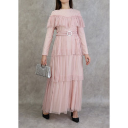 Robe chic à volants - Couleur Rose clair