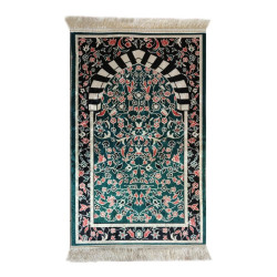 Luxury anti-skid prayer rug Green and black with patterns (70 x 115 cm)