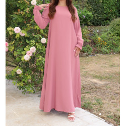 Robe Abaya long and ample for women-Chickens-Pink pink colour