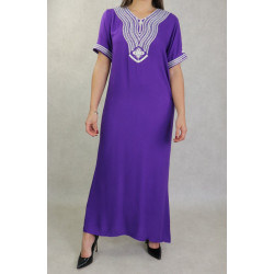 Eastern dress with embroidery and strass-Purple color