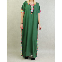 Robe orientale extra large avec pompons multicolores avec effet miroirs au niveau de...