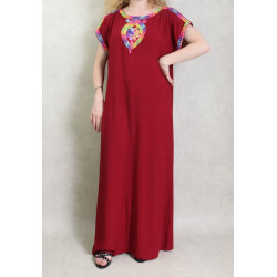 Robe d'été et de maison avec fil multicolore pour femme - Couleur Bordeaux