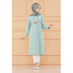 Tunique longue avec collier offert (Vetement pour femme voilée) - Couleur menthe