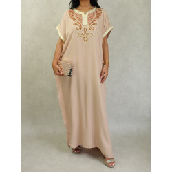 Robe longue de maison / d'été style oriental manche courte avec belle broderie pour...