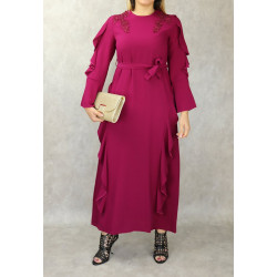 Long frilly dress - Garnet pink color