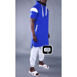 Qamis Court Gokhan Qabail for Men - Blue Color King And White