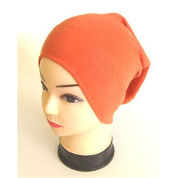 Bonnet tube en coton - 100 % coton de couleur orange