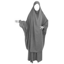 Adult jilbab 2 pieces - Cape + Flared skirt - Gray color