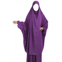 Adult 2-piece jilbab - Cape + Flared skirt - Dark purple color