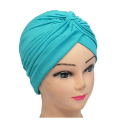 Egyptian style beanie in turquoise blue