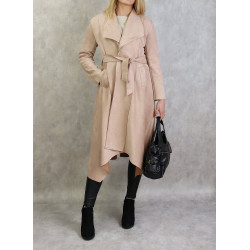Veste trench effet nubuck au toucher daim de couleur beige