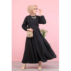 Elegant long dress for women (Boutique Vetement Hijab France) - Black Color